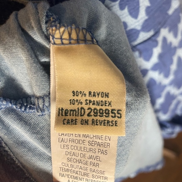 LLBean Women’s Dress LG Petite Blue Geometric Short Sleeve Midi Rayon Spandex - Picture 5 of 11